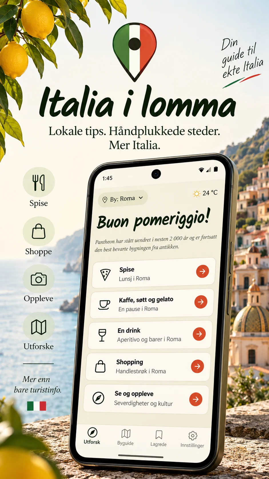 Italia i lomma viser tips og steder i Italia